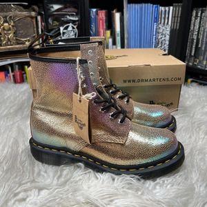 DR MARTENS WOMENS 1460 LACE UP BOOTS SAND RAINBOW RAY